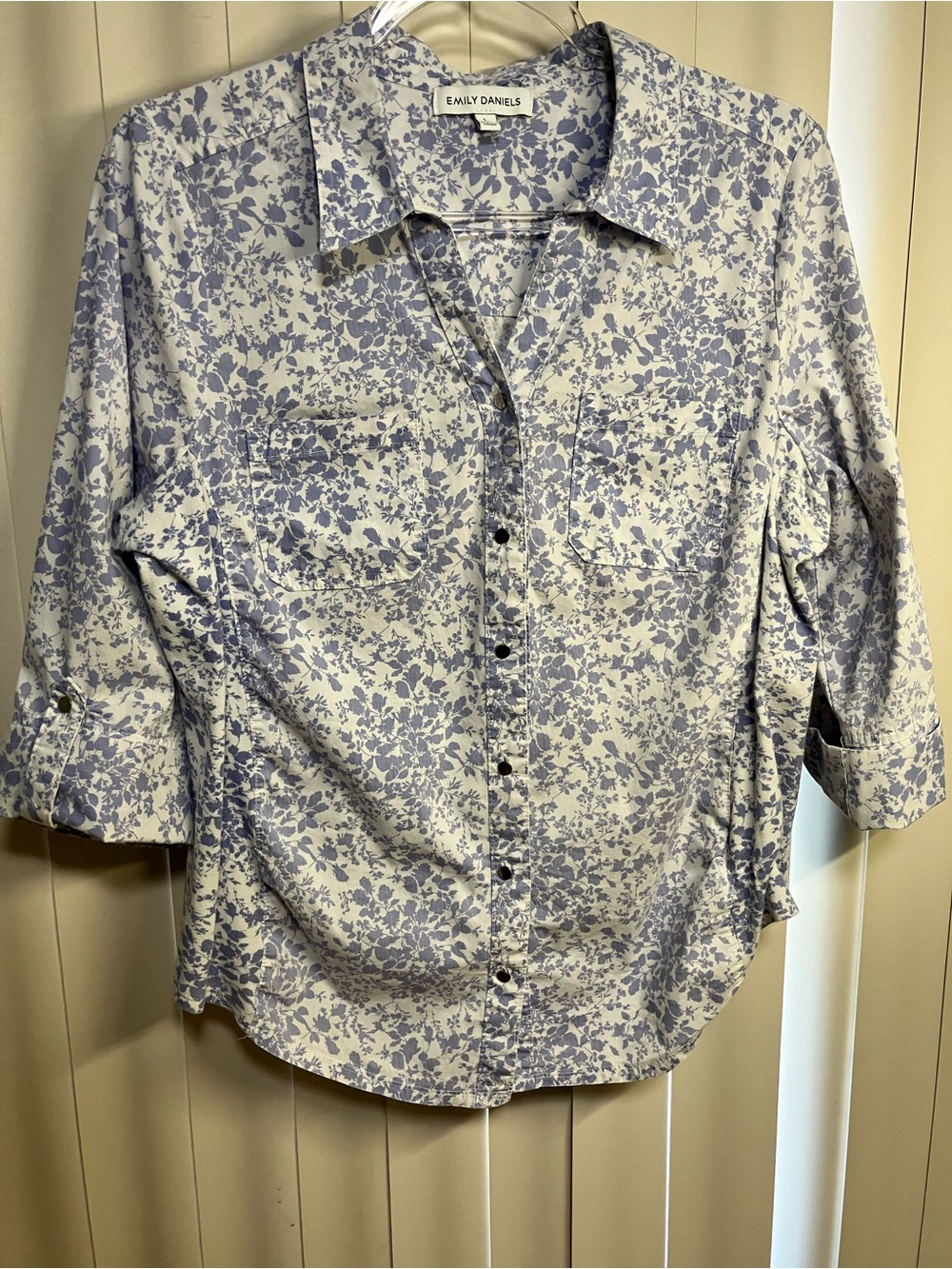 Emily Daniels Blue Floral Button-Down Blouse